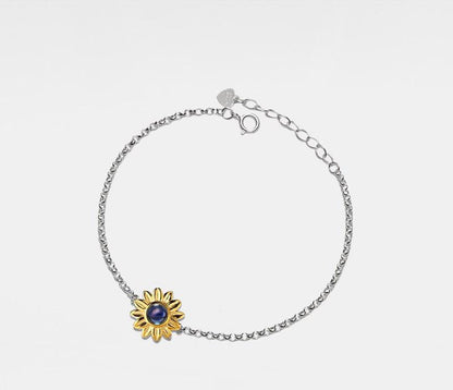 Personalized Sterling Silver Sunflower Bracelet