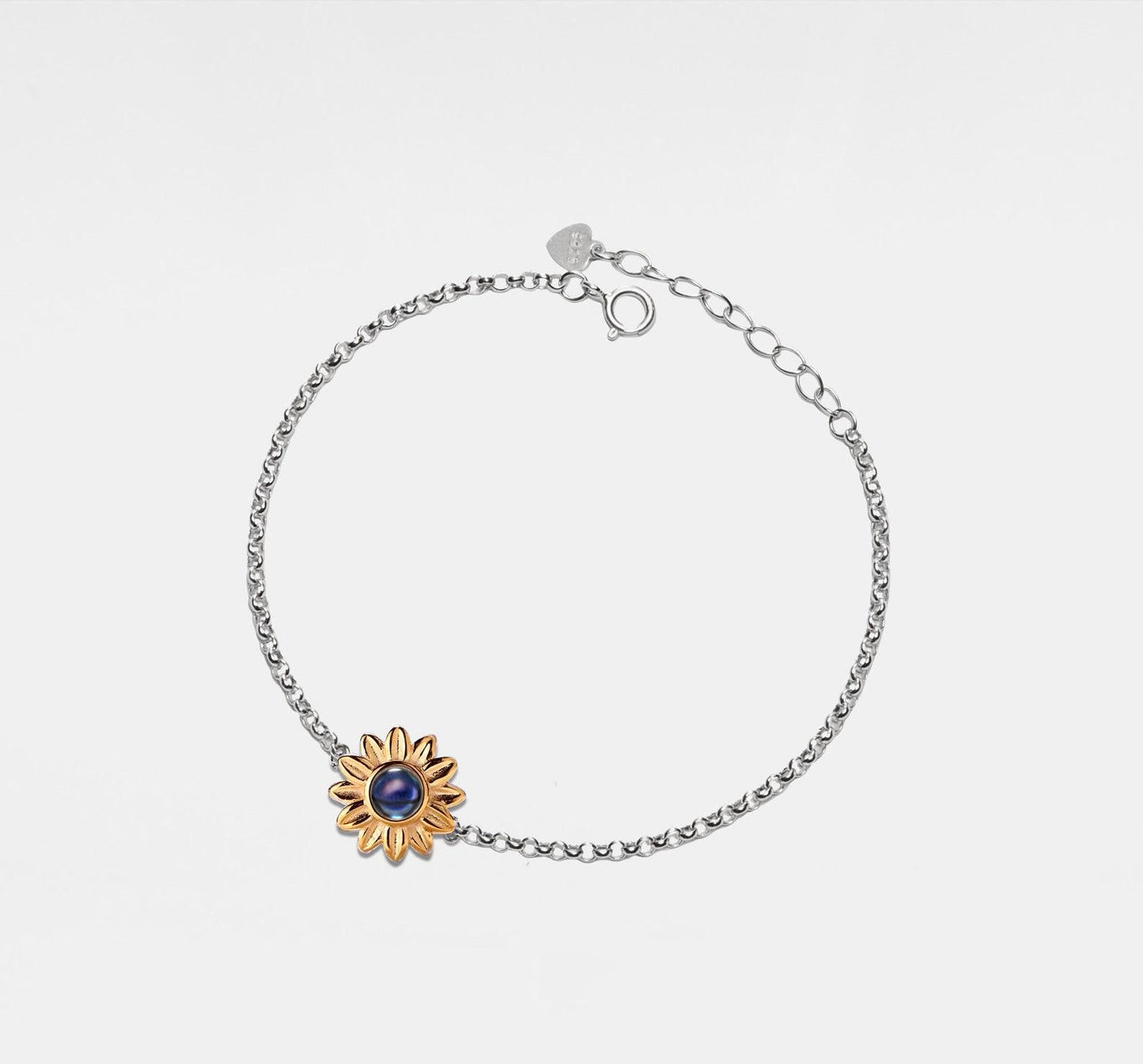 Personalized Sterling Silver Sunflower Bracelet