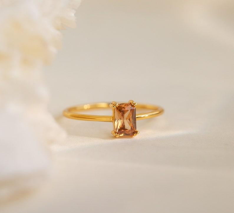 Customized Citrine Emerald Cut Vintage Ring