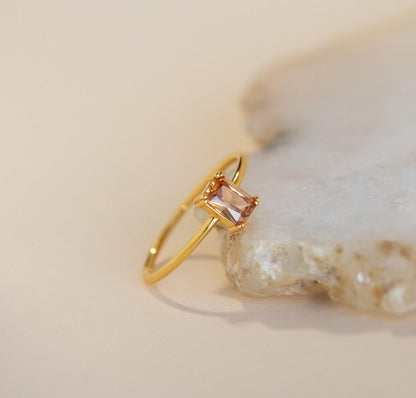 Customized Citrine Emerald Cut Vintage Ring