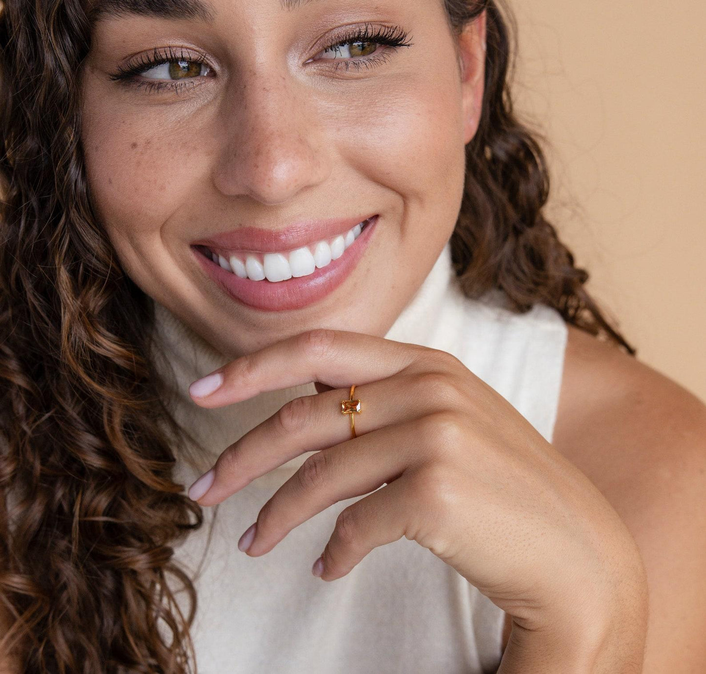 Customized Citrine Emerald Cut Vintage Ring