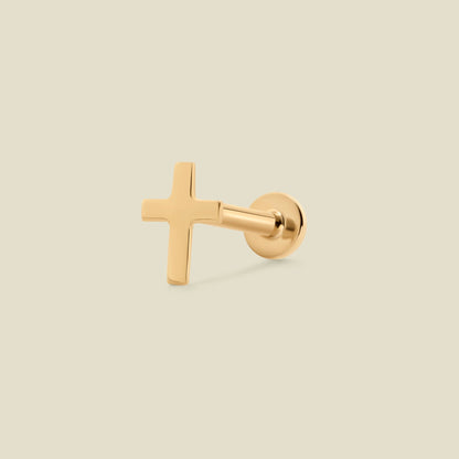 14k Flat Back Cross Stud Earrings