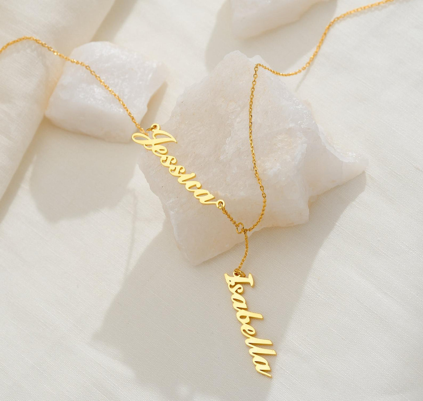 Personalized Two Names Lariat Necklace