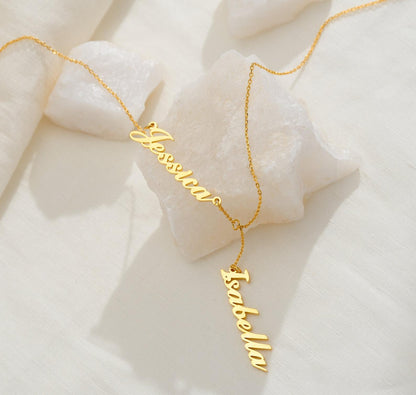 Personalized Two Names Lariat Necklace