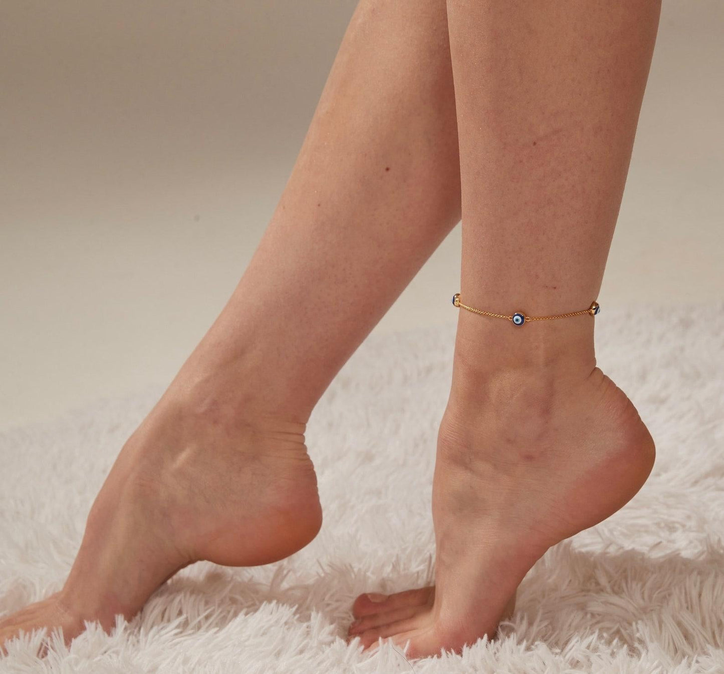 Turkish Evil Eye Silver Anklet