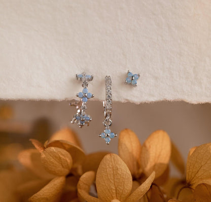 Personalized Floral Blue Earrings Set