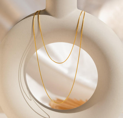 Thin Layered Chain Necklace in Gold and Silver