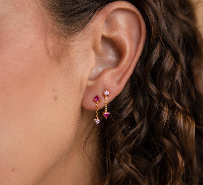 Personalized Ruby Pink Crystal Earrings