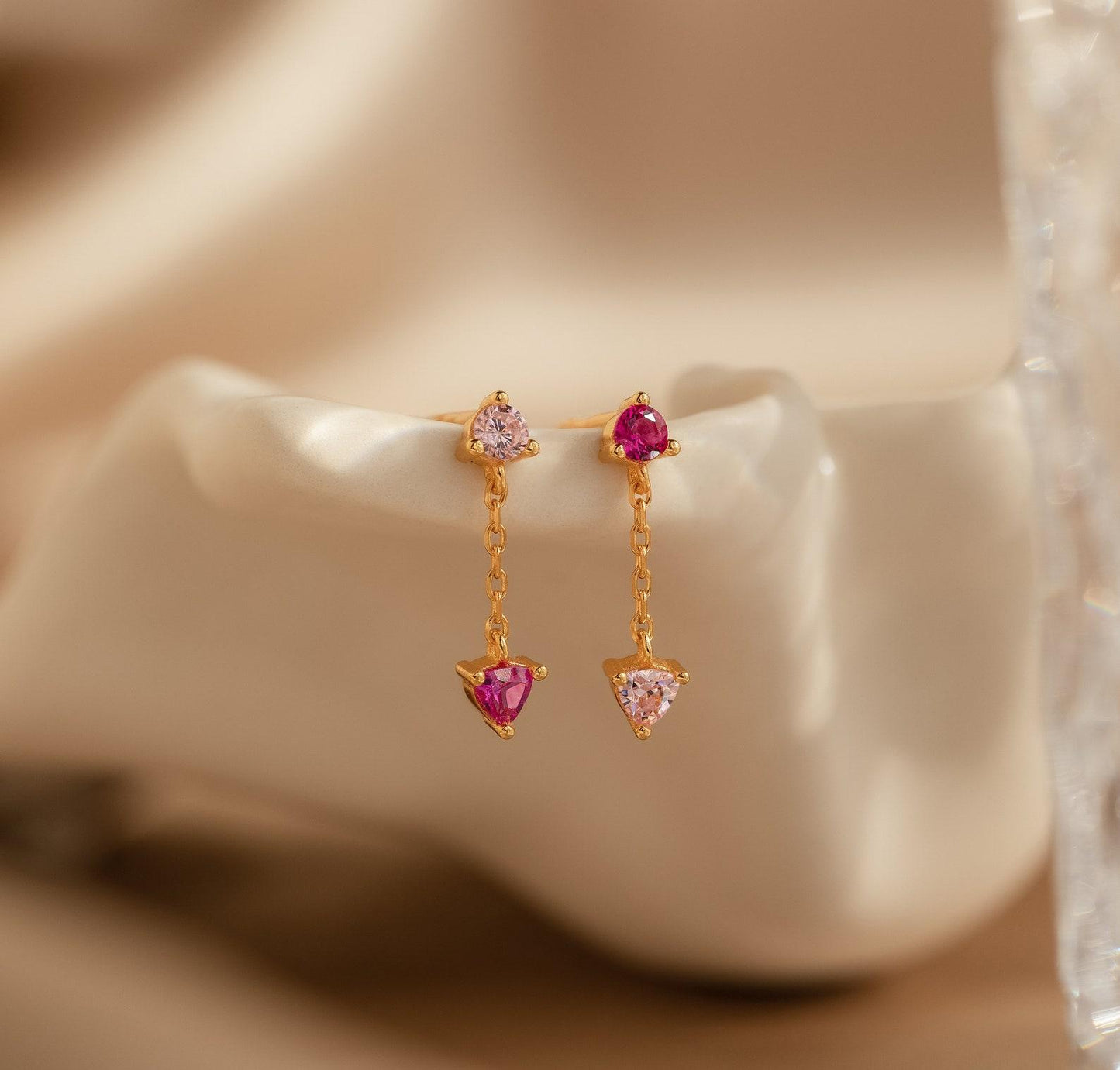 Personalized Ruby Pink Crystal Earrings