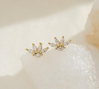 Tiny Gold Diamond Marquise Earrings