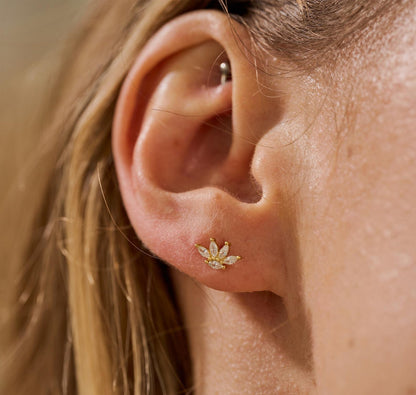 Tiny Gold Diamond Marquise Earrings