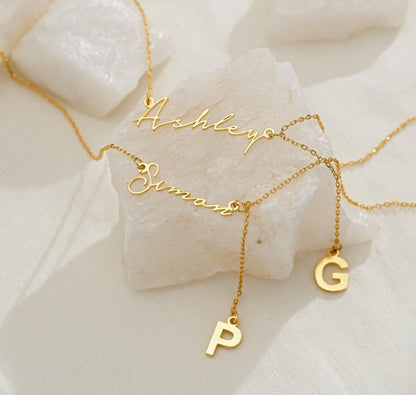 Custom Minimalist Name Necklace in Y Design