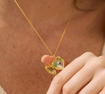 Customized Heart Locket Necklace in 18K Gold