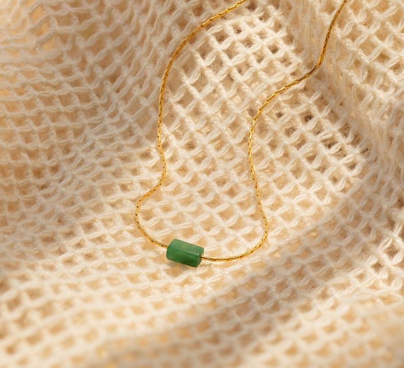 Personalized Dainty Jade Bar Necklace