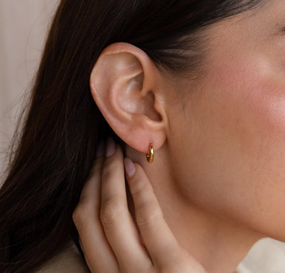 Dainty Gold Hammered Hoop Earrings