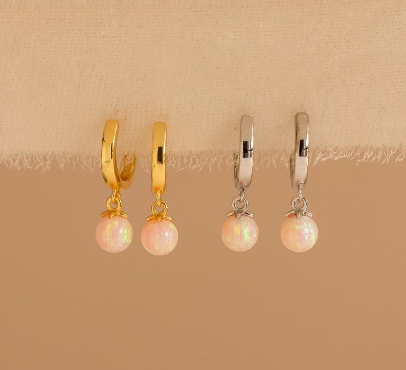 Personalized Pink Opal Drop Earrings