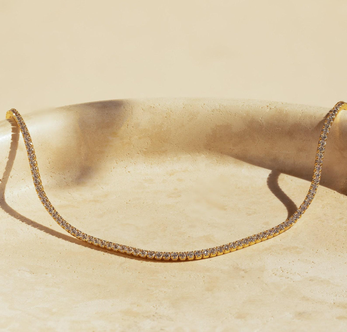 Dainty Gold Diamond Tennis Choker Necklace