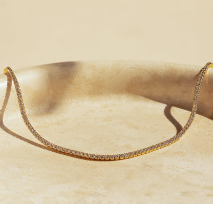 Dainty Gold Diamond Tennis Choker Necklace