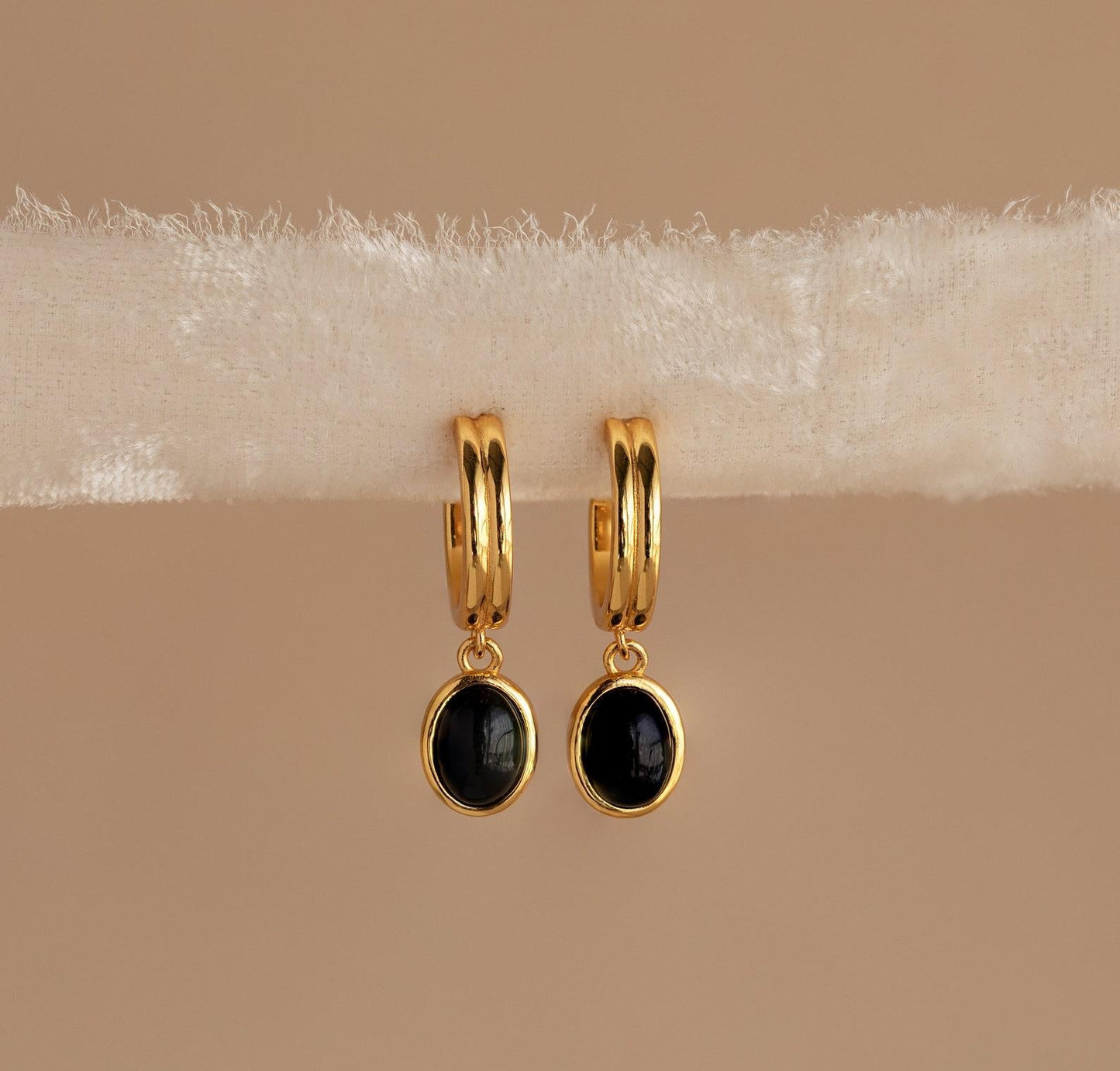 Black Diamond Vintage Hoop Earrings