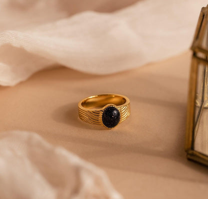 Personalized Vintage Black Signet Ring