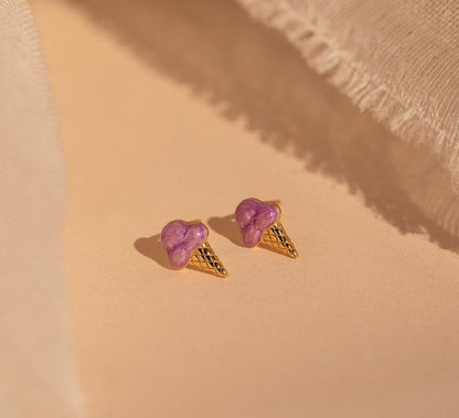 Cute Pink Ice Cream Stud Earrings