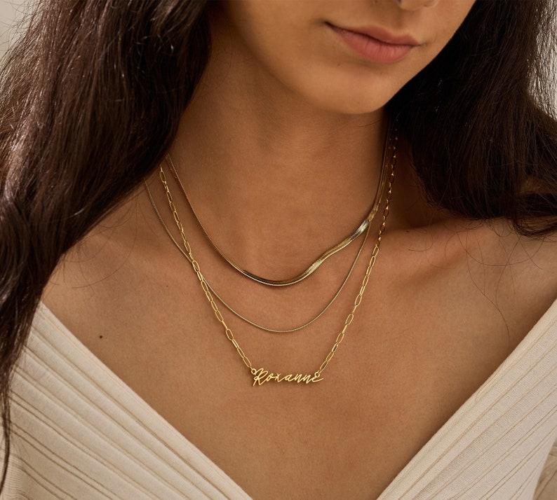 Personalized 18K Gold Paperclip Name Necklace