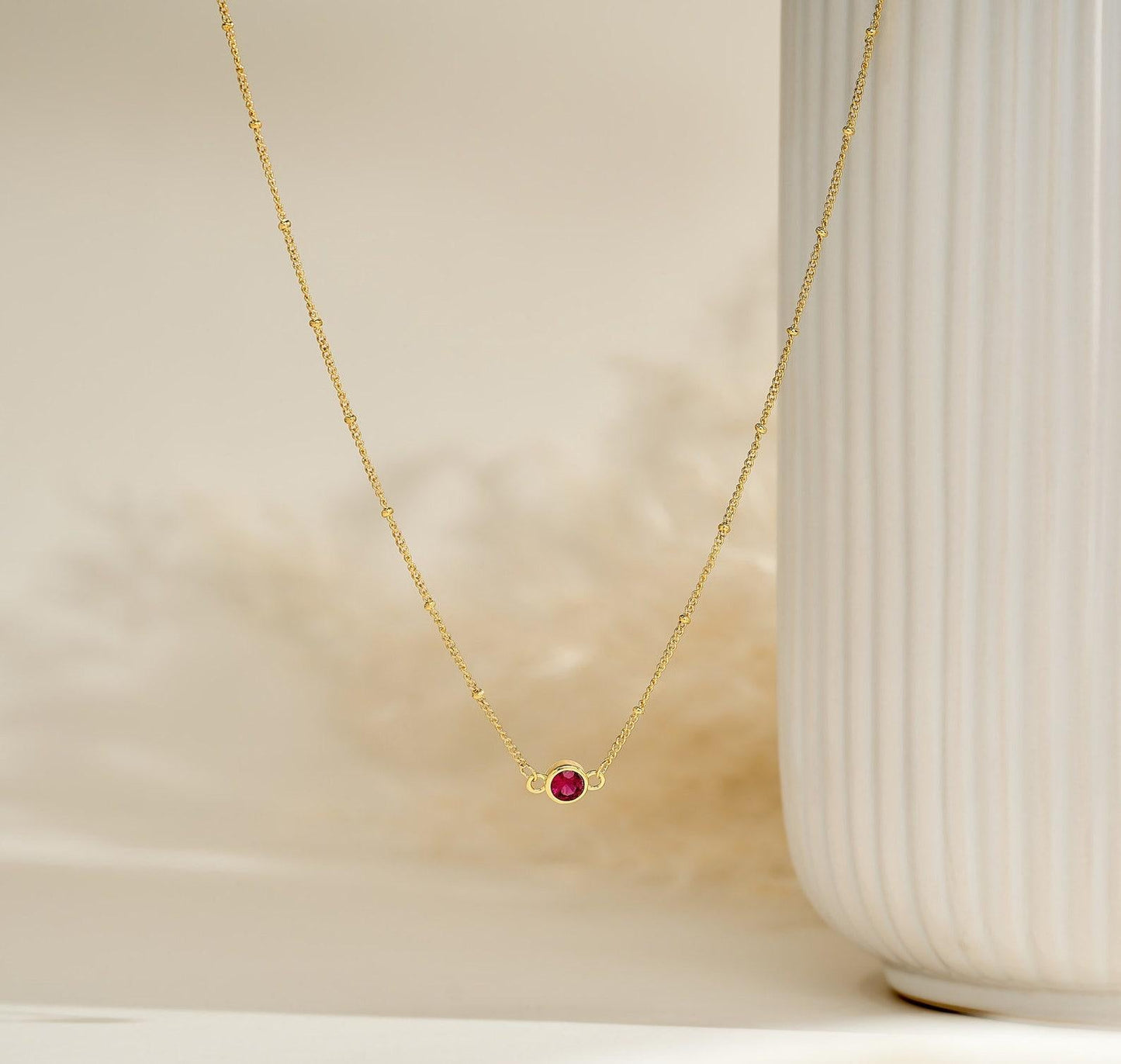 Custom Minimalist Birthstone Bead Necklace