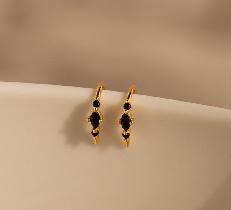 Black Diamond Gold Threader Earrings