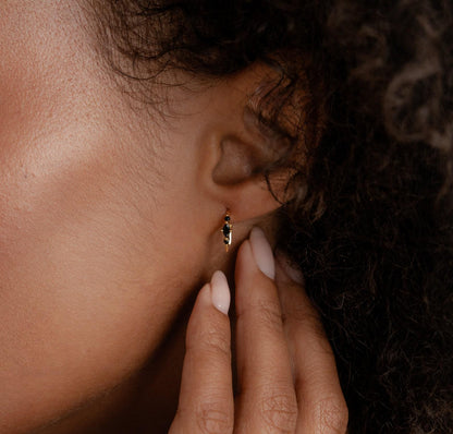 Black Diamond Gold Threader Earrings