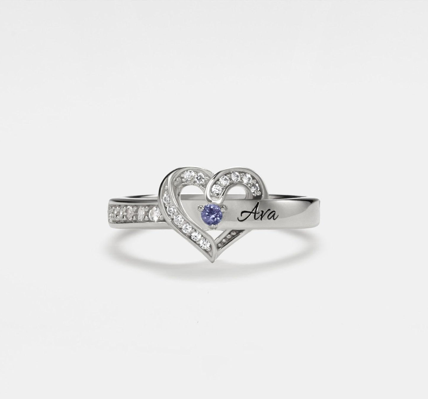 Personalized Birthstone Heart Promise Ring