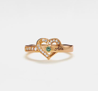 Personalized Birthstone Heart Promise Ring