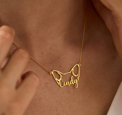 Personalized Dog Name Necklace in Gold