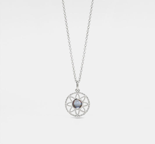 Personalized Daisy Photo Necklace in Silver