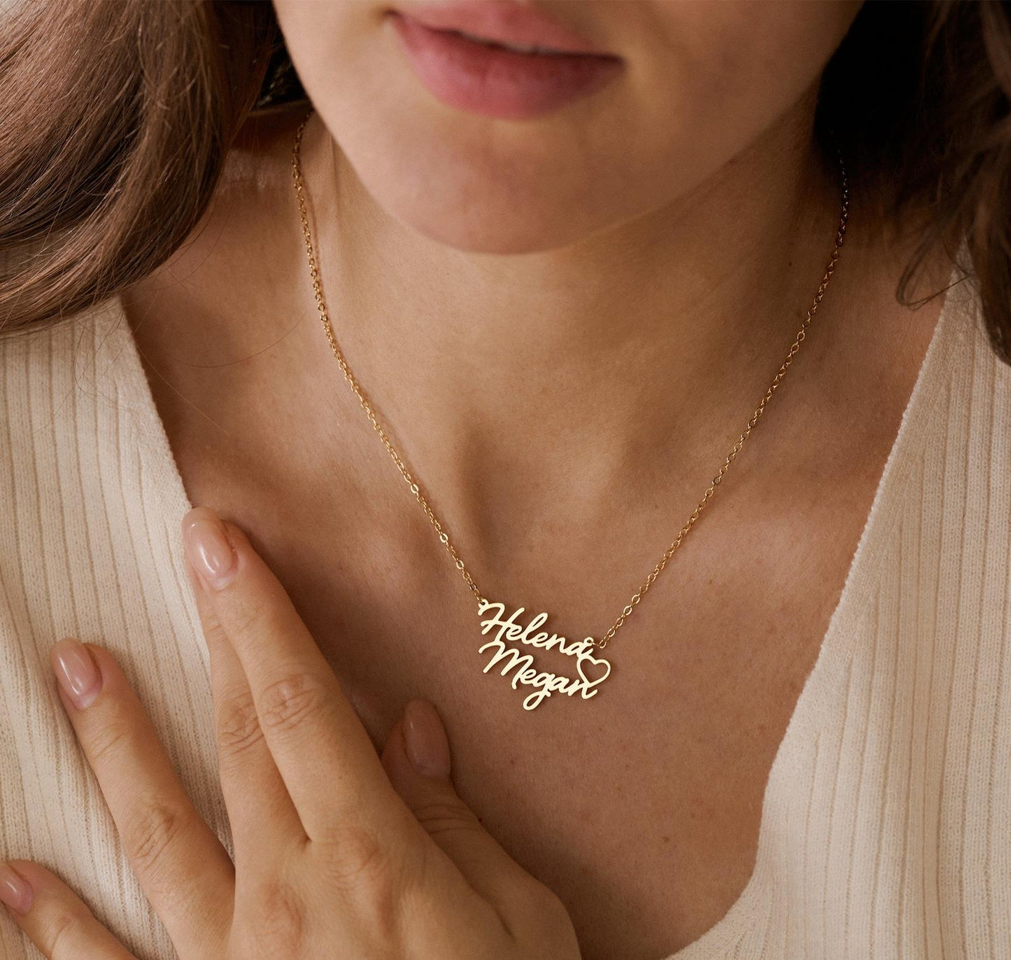 Custom Double Names Gold Necklace