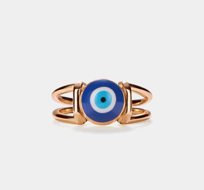 Turkish Blue Eye Gold Stacking Ring