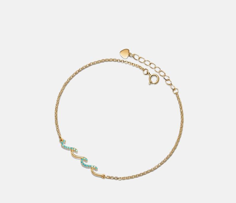 Dainty Gold Sea Wave Bracelet in Silver