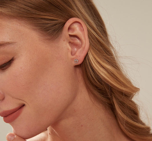 Dainty Heart Paw Stud Earrings in Gold and Silver