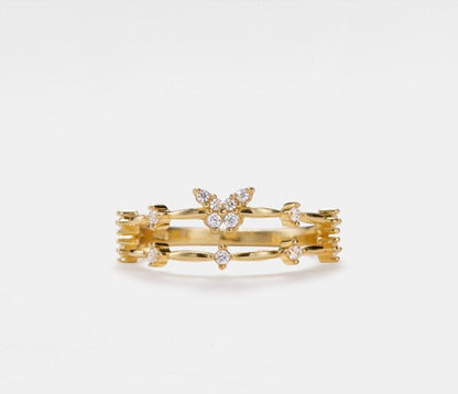 Dainty Butterfly Stacking Ring in Gold and Silver