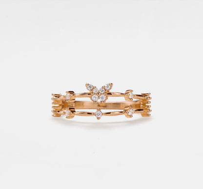 Dainty Butterfly Stacking Ring in Gold and Silver