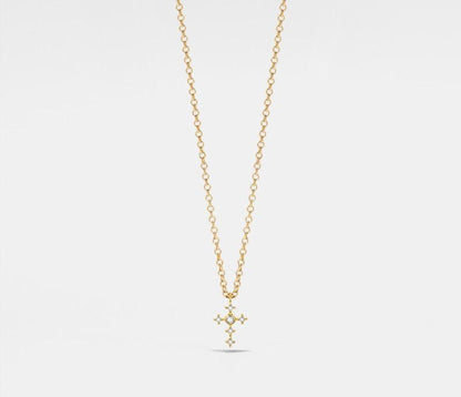 Dainty Gold Cross Layering Necklace in Silver