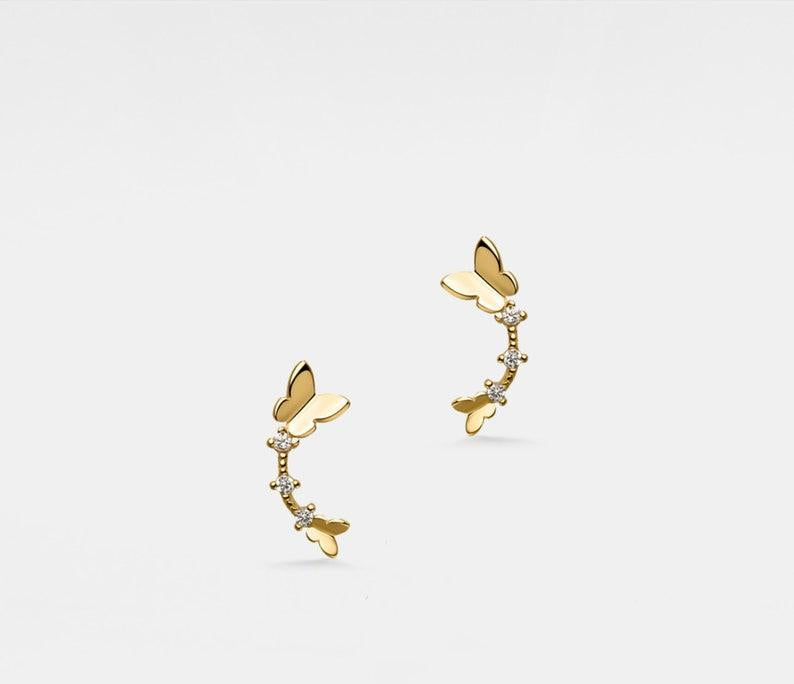 Dainty Gold Butterfly Stud Earrings