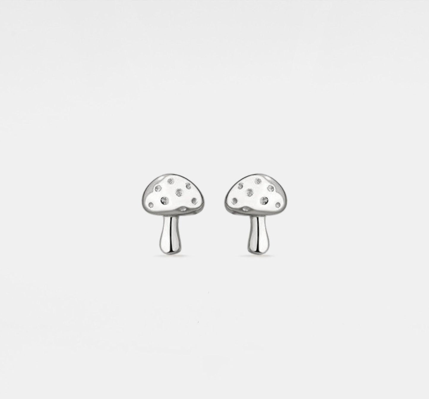 Tiny Gold Mushroom Stud Earrings in Silver