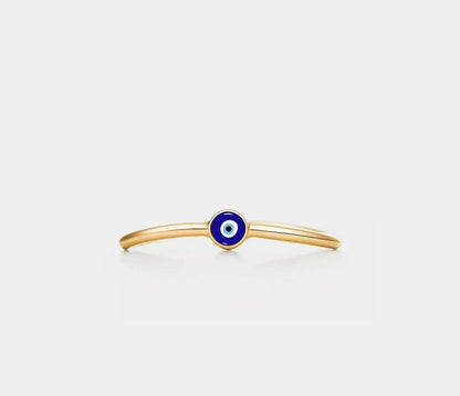 Gold Evil Eye Ocean Wave Ring in Silver