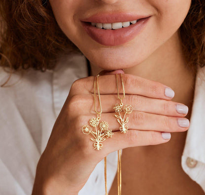 Personalized Birthflower Necklace in Floral Design