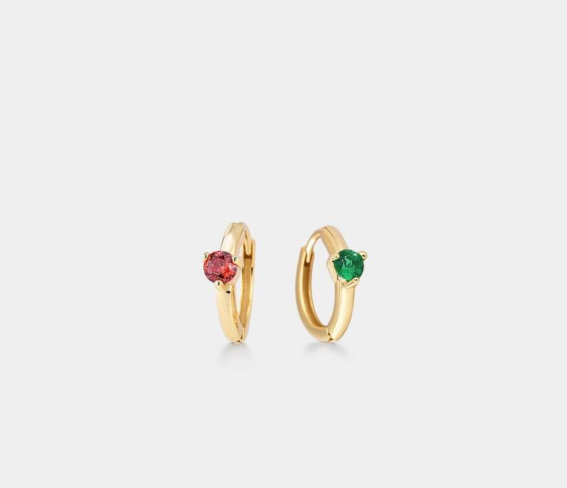 Custom Birthstone Hoop Earrings in Gold