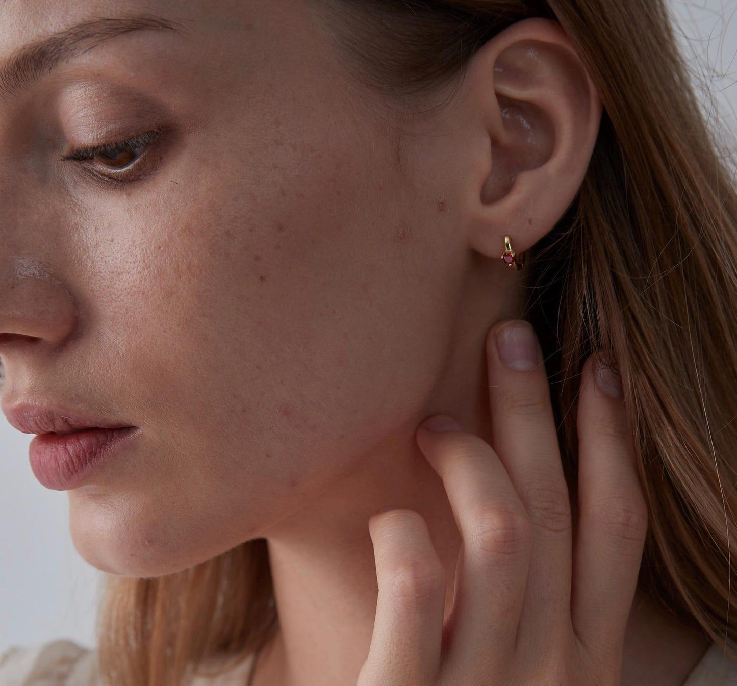 Custom Birthstone Hoop Earrings in Gold