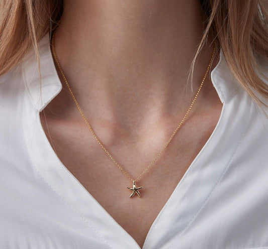 Dainty Starfish Charm Pendant Necklace