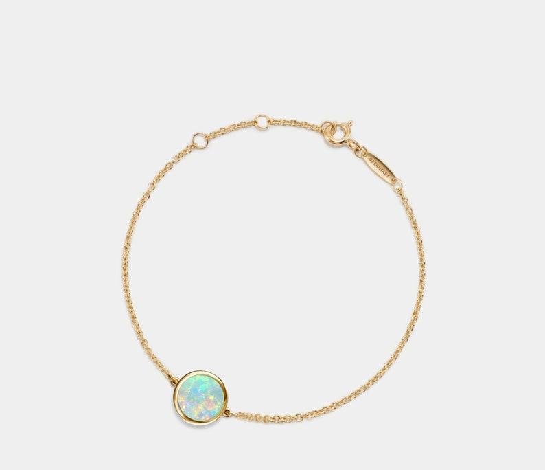 Custom Gold Opal Photo Locket Bracelet