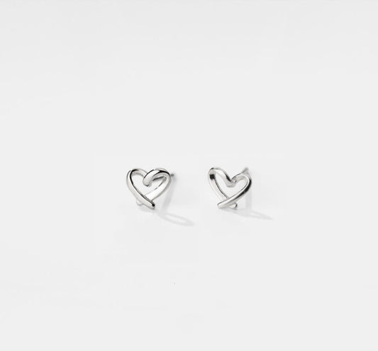 Dainty Heart Stud Earrings in Gold and Silver