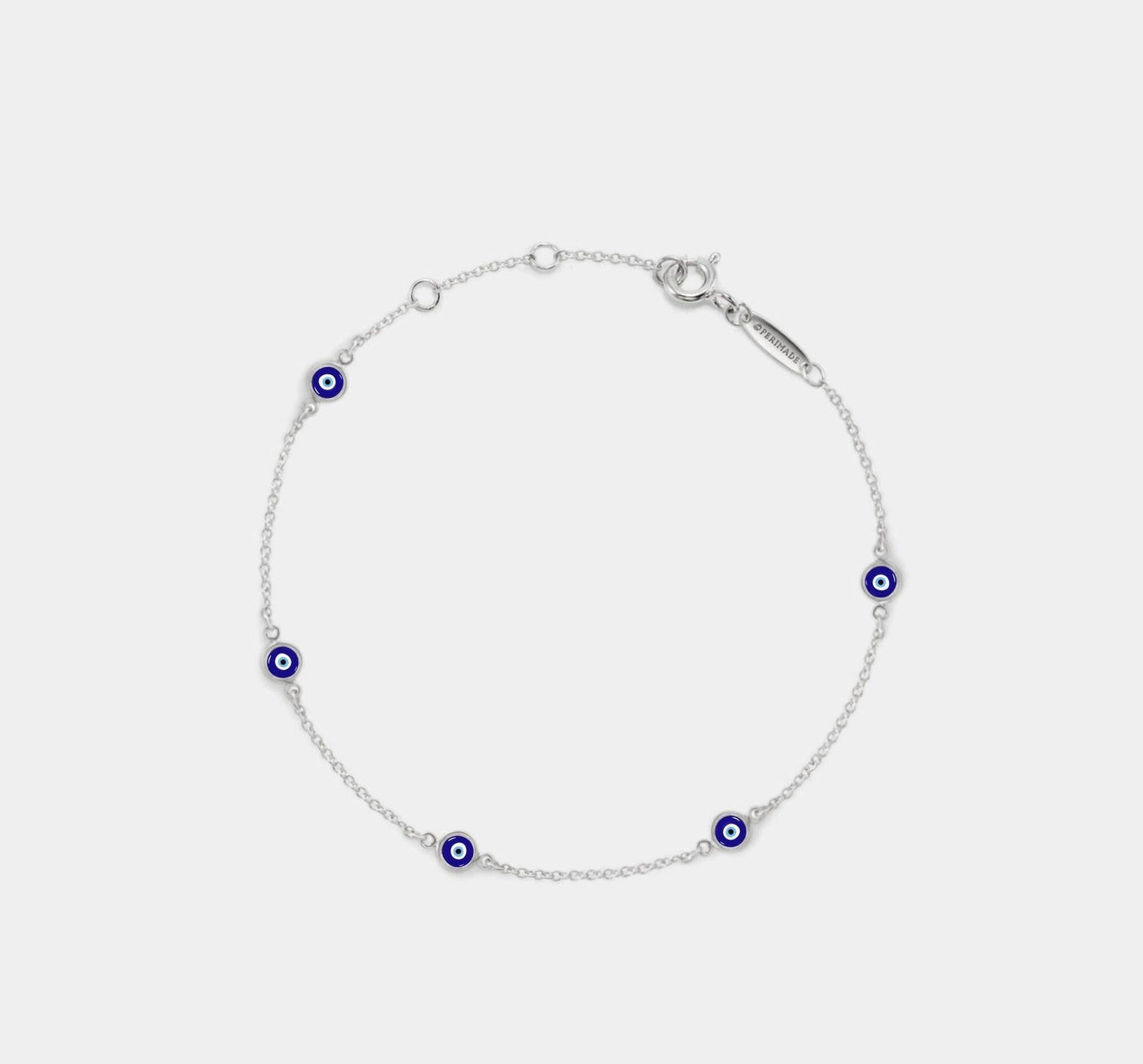 Turkish Evil Eye Charm Bracelet in Silver